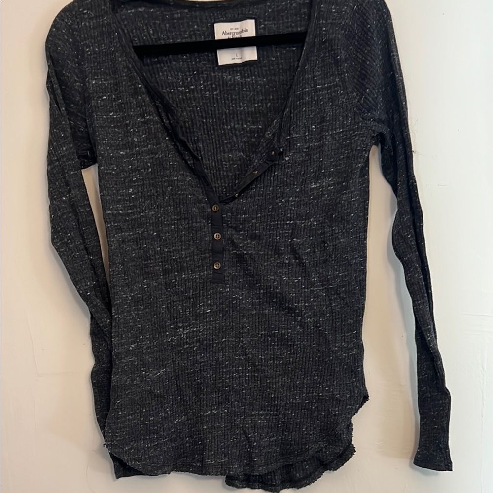 Abercrombie & Fitch Black Long Sleeve Henley